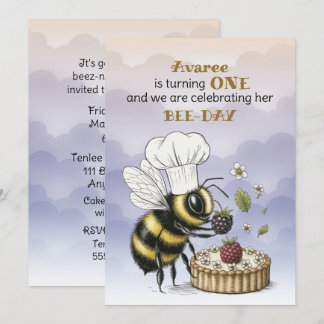 Kleine Biene Baby Mädchen erster Geburtstag Einladung
