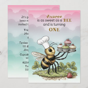 Kleine Biene Baby Mädchen erster Geburtstag Einladung