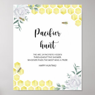 kleine Biene Schnuller Jagd Baby Shower Spiel Poster