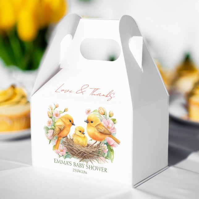 Kleine Birdie Schlüpfen bald Frühlingshaube Geschenkschachtel (Little birdie hatching soon spring baby shower favor box personalized favor boxes baby shower favors)