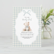 Kleine Blaue Bärchen Warte Baby Shower Einladung