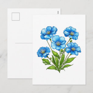 Kleine Blaue Blumen Feiertagspostkarte