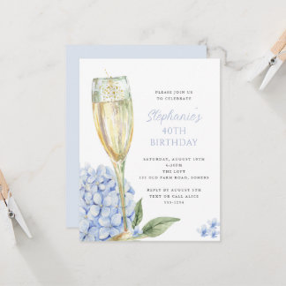 Kleine Blaue Hortensien-Blüten zum Geburtstag Einladung