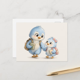 Kleine Blaue Vogel-Familien-Freundschafts-Grußkart Postkarte