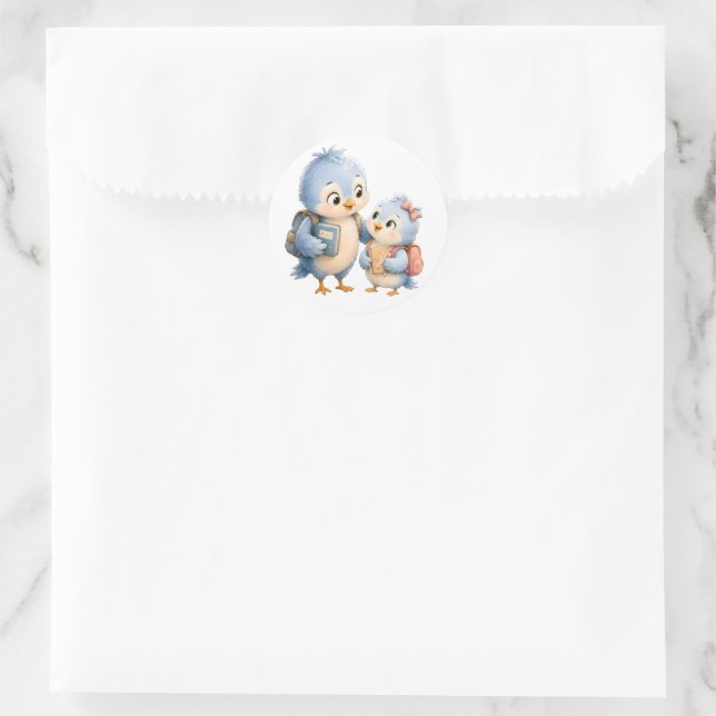 Kleine Blaue Vögel Kreis Aufkleber (Tasche)