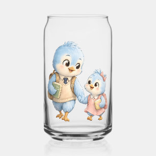 Kleine Blaue Vogelgeschwister können Glas