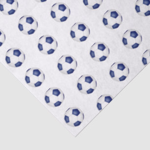 kleine blaue weiße Fußbälle Muster Seidenpapier