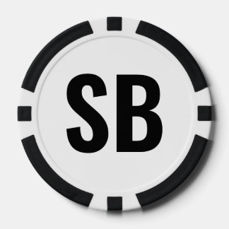 Kleine Blind SB Einfache schwarze weiße Text Poker Pokerchips