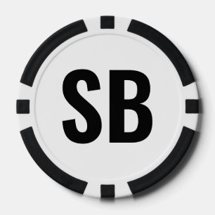 Kleine Blinde SB Einfache Schwarz-weiße Text Poker Pokerchips
