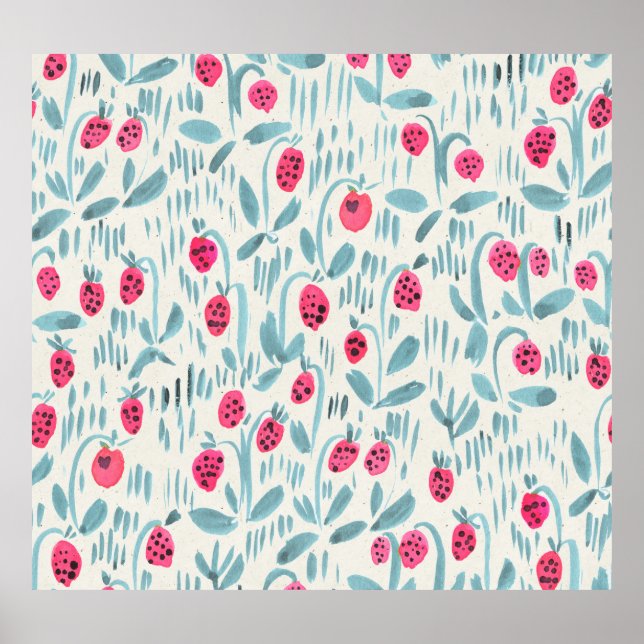 Kleine Blume: Aquarell Nahtlos Poster (Vorne)