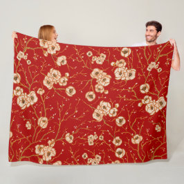 Kleine Blume auf rotem Muster Fleecedecke