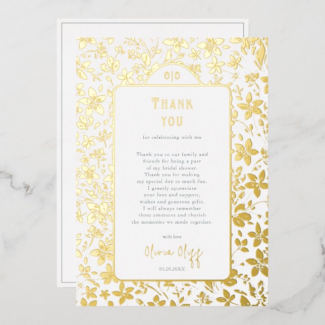 Kleine Blume Brautparty Danke Foil Card Folieneinladung (Vorderseite/Rückseite)