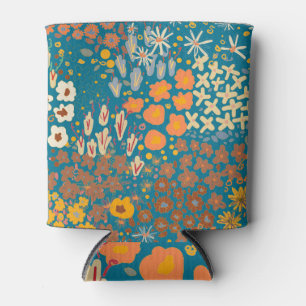Kleine Blume doodle, buntes Blumenmuster. Dosenkühler
