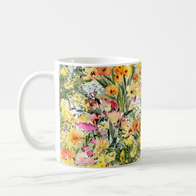 Kleine Blume Feld: Helle Wasserfarbe. Kaffeetasse (Links)
