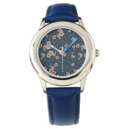 Kleine Blume hellblaues Muster Armbanduhr