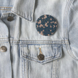 Kleine Blume hellblaues Muster Button