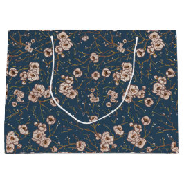 Kleine Blume hellblaues Muster Große Geschenktüte