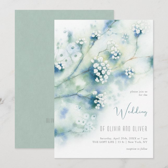 Kleine Blume Hochzeit Einladung (Vorne/Hinten)