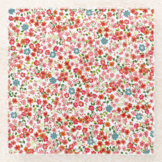 Kleine Blume, im Stile von calico nahtloser Backgr Glasuntersetzer