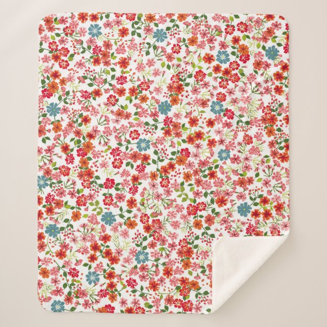 Kleine Blume, im Stile von calico nahtloser Backgr Sherpadecke (Vorderseite)