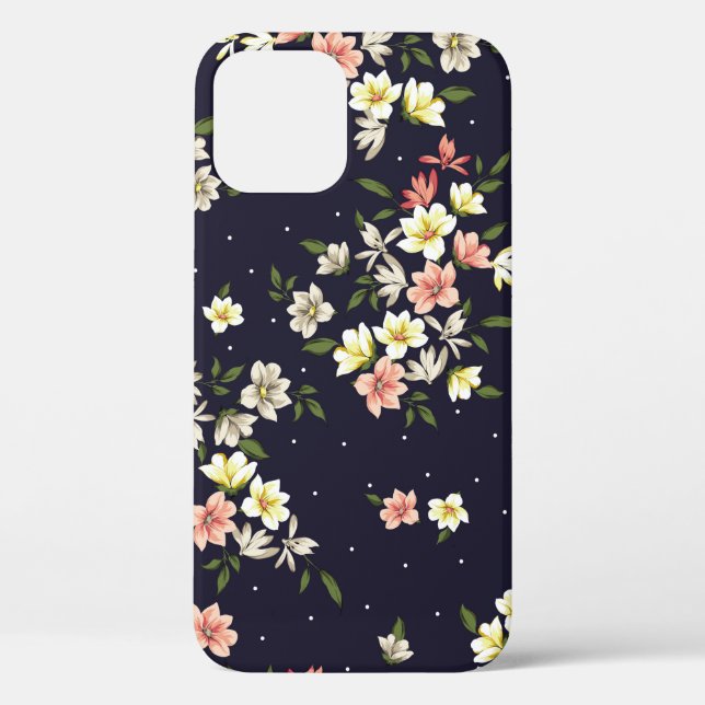 Kleine Blume in Rosa und Braun mit grünem Leinen Case-Mate iPhone Hülle (Rückseite)