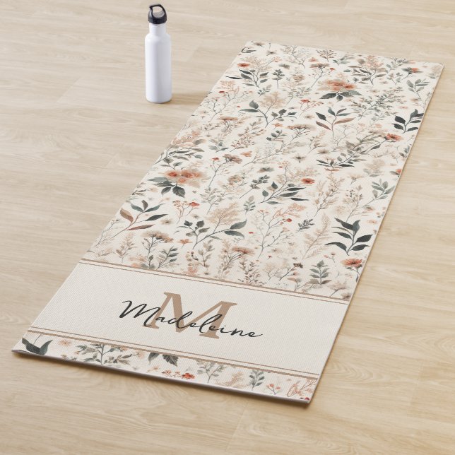 Kleine Blume Rustikales Chic-Muster-Monogramm Yogamatte (Beispiel)