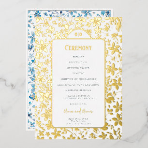 Kleine Blumen Hochzeitsprogramm Folieneinladung