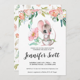Kleine BlumenmäuseBabyparty-Einladung Einladung
