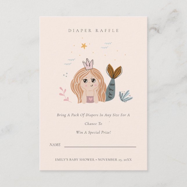 Kleine Blush Meerjungfrau Windelwanne Kinderdusche Begleitkarte (Vorderseite)