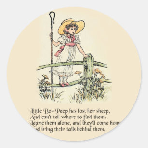 Kleine Bo-Peep: Klassiker Kate Greenaway Nursery Runder Aufkleber