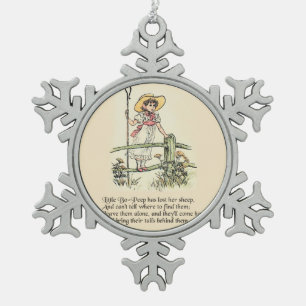 Kleine Bo-Peep: Klassiker Kate Greenaway Nursery Schneeflocken Zinn-Ornament