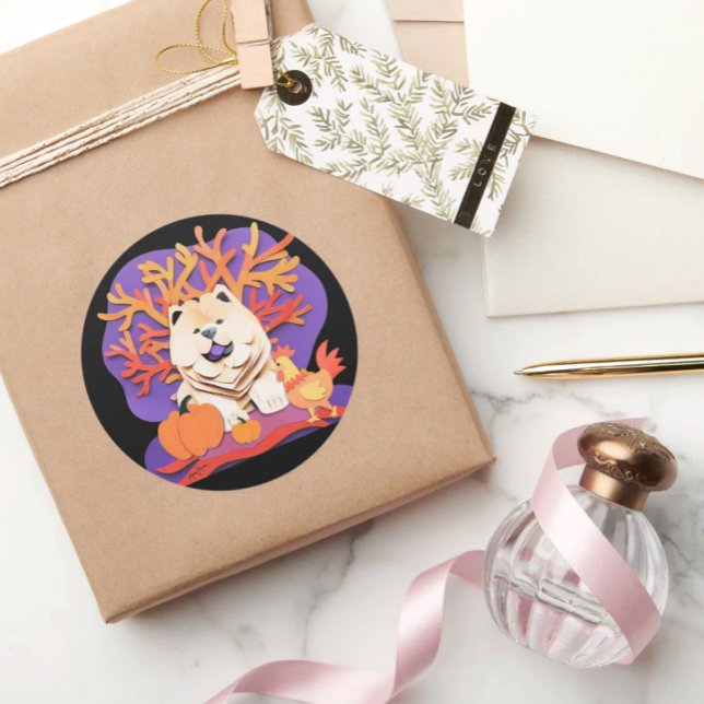 KLEINE BOO Creme Chow Größe auswählen Runder Aufkleber (Von Creator hochgeladen)