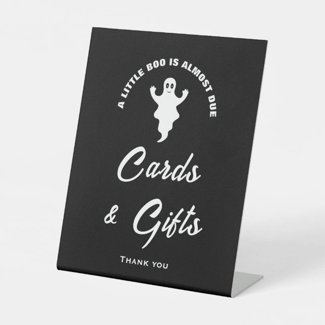 Kleine Boo Ghost Baby Duschkarten & Geschenke Unte Sockelschild (Vorderseite)