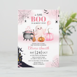 Kleine Boo ist fast fällig Mädchen Rosa Baby-Party Einladung