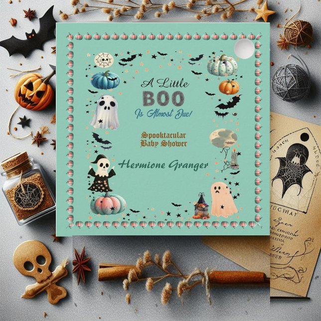 Kleine BOO ist wegen Ghost Pumpkin Spooky Baby Dus Geschenkanhänger (Little BOO Is Due Ghost Pumpkin Spooky Baby Shower Favor Tags)