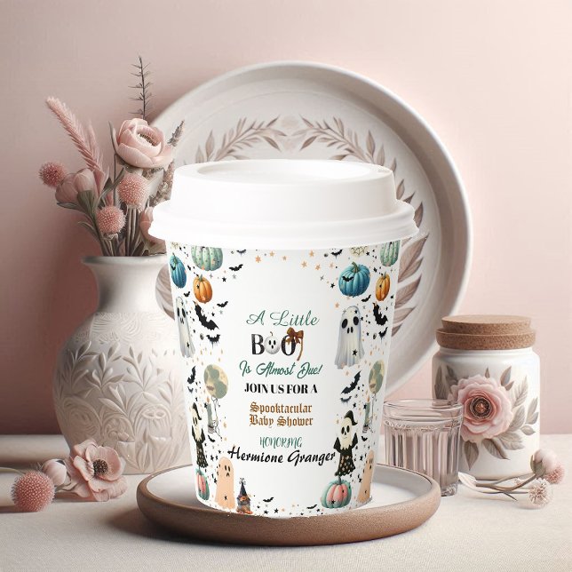 Kleine BOO ist wegen Ghost Pumpkin Spooky Baby Dus Pappbecher (Little BOO Is Due Ghost Pumpkin Spooky Baby Shower Paper Cups)