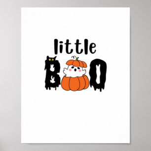 Kleine Boo Niedliche Halloween-Kürbis-Katze im Vin Poster