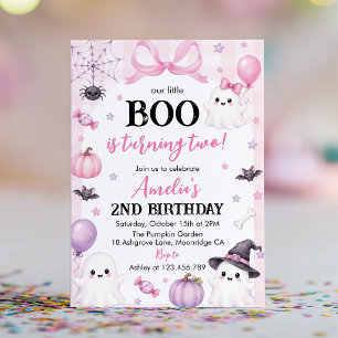Kleine Boo Pink Halloween 2. Geburtstagsfeier Einladung