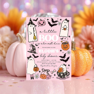 Kleine Boo Pink Halloween Handgezeichnete Babypart Einladung