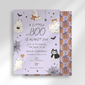 Kleine Boo Preppy Lila Geister-Baby-Party Einladung