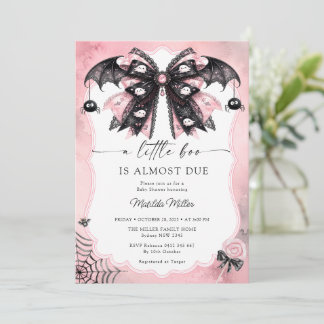 Kleine Boo Rosa Schwarze Schleife Baby Shower Einladung