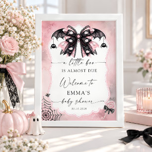 Kleine Boo Rosa Schwarze Schleife Willkommen Poster