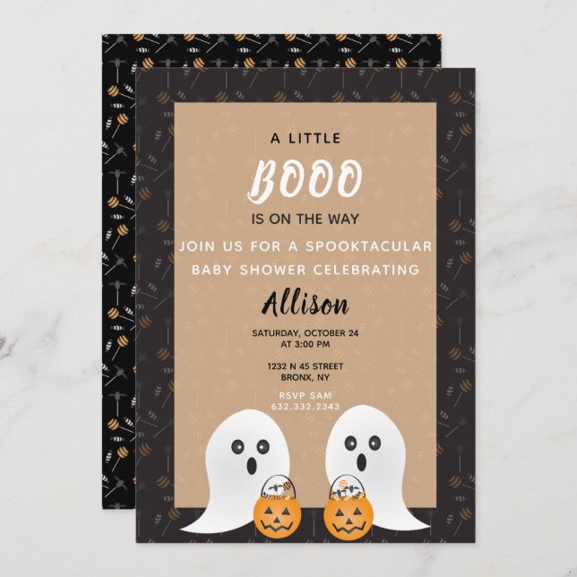 Kleine Boo Spooktacular Babydusche Geister Einladung (Vorne/Hinten)