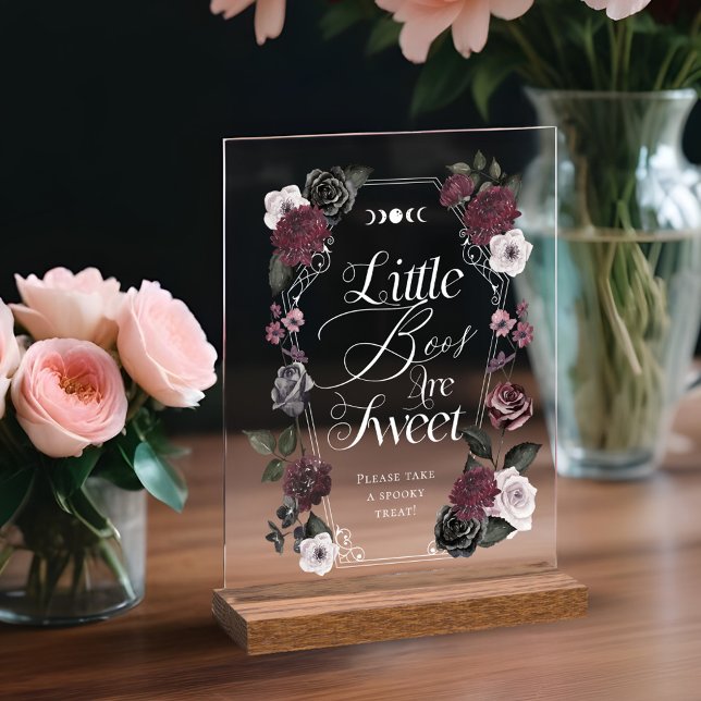 Kleine Boos sind süße gotische Floraldusche Acrylschild (Little Boos Are Sweet Spooky Gothic Florals Showe)