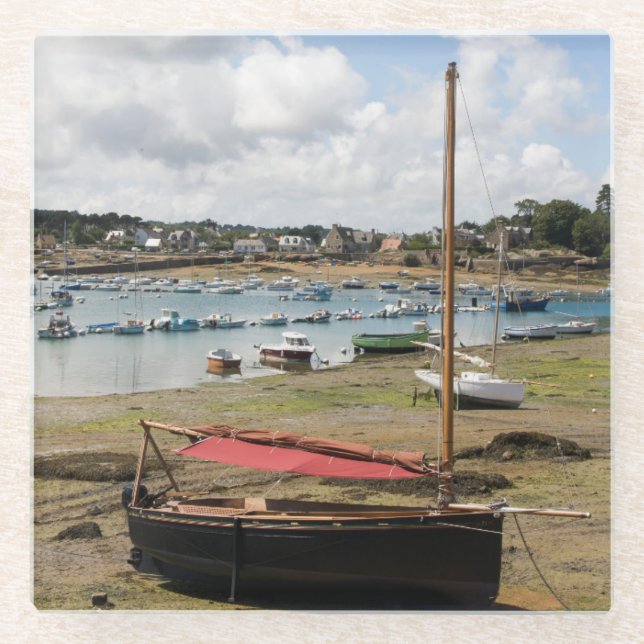 Kleine Boote | Ploumanac'H, Frankreich Glasuntersetzer (Vorderseite)