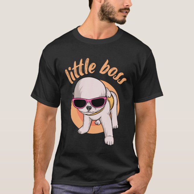 Kleine Boss Funny Chihuahua Hunde mit Niedlicher B T-Shirt (Vorderseite)