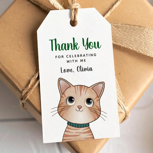Kleine braune Katze, danke fürs Kommen Geschenkanh Geschenkanhänger (Von Creator hochgeladen)