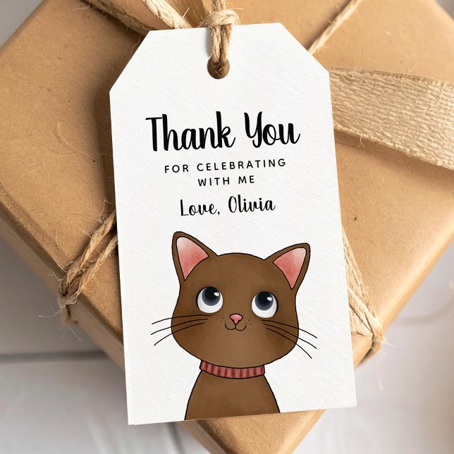 Kleine braune Katze Danke Geschenkanhänger (Von Creator hochgeladen)