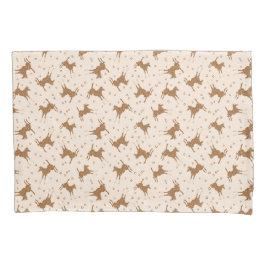 Kleine braune Pferde - auf Lachsrosa. Kissenbezug