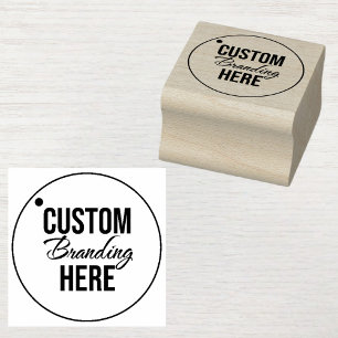 Kleine Briefmarke aus lackiertem Holz mit Logo Gummistempel